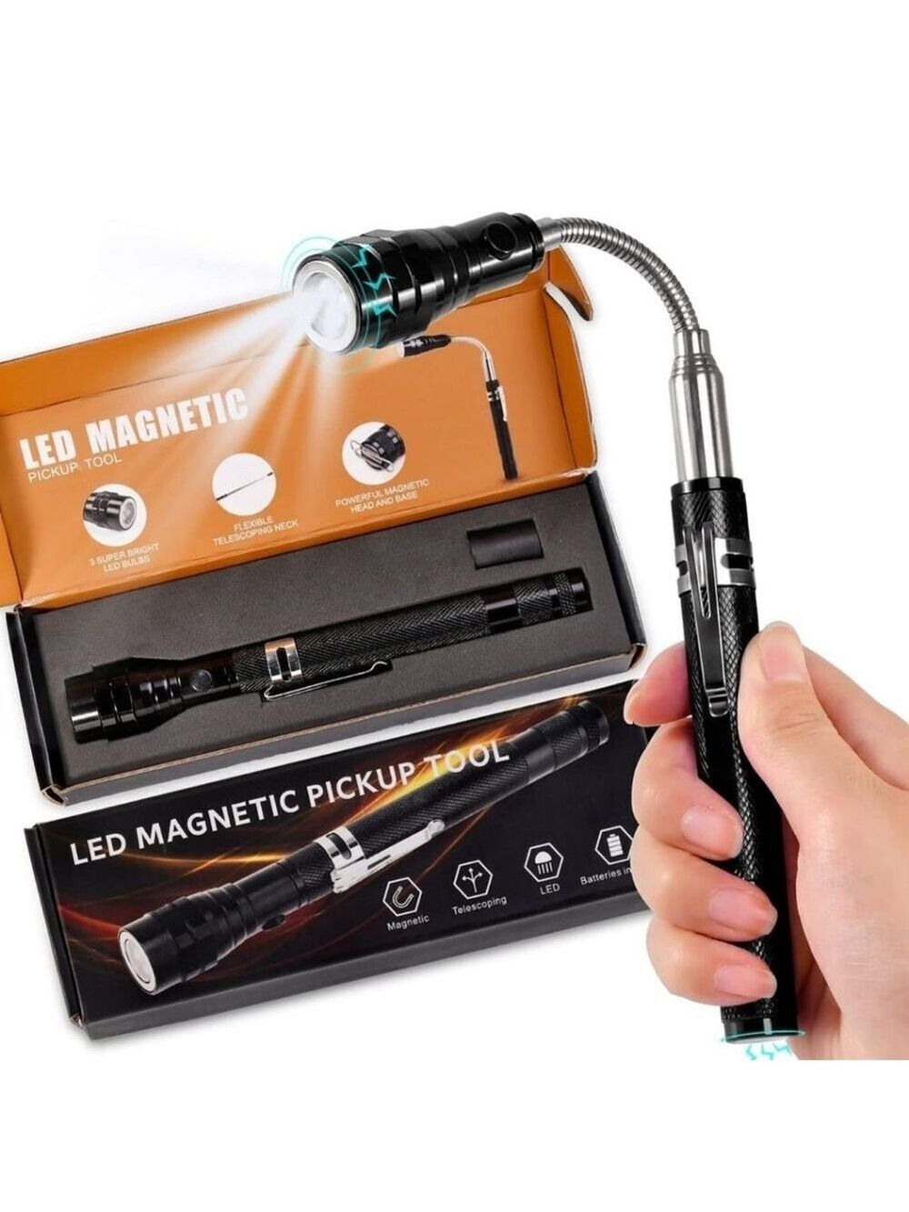 Magnetic Flashlight Pickup Tool